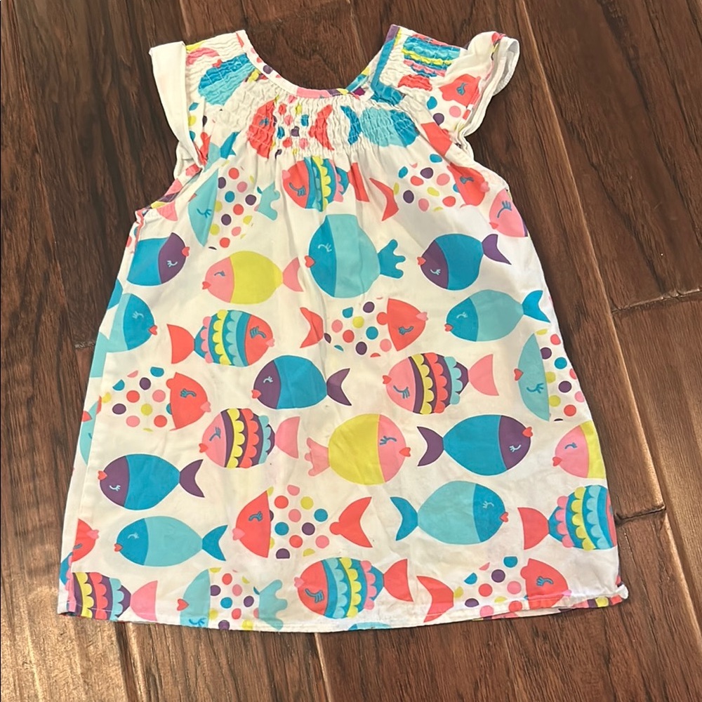J. Khaki Colorful Fish Print Kids Dress